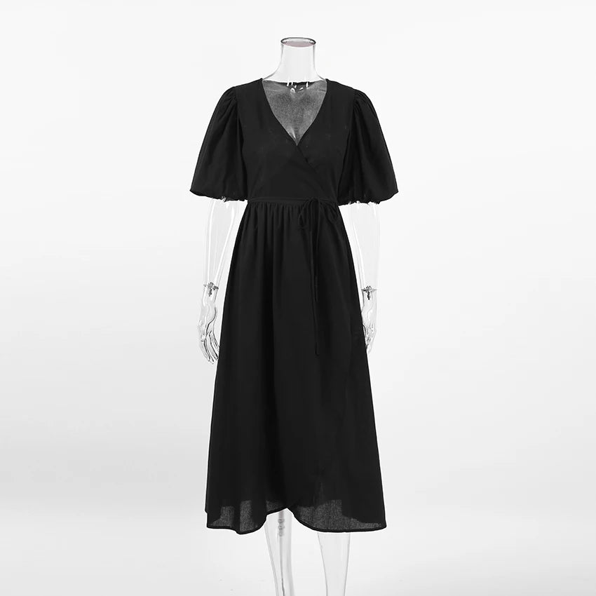 Slim Long Wrap Dress