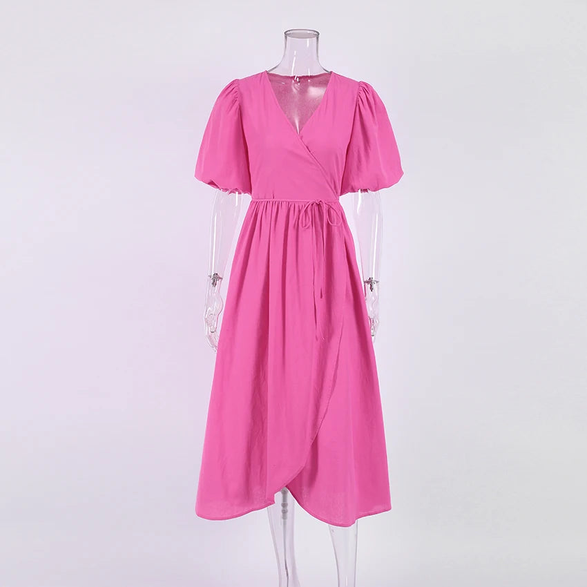 Slim Long Wrap Dress