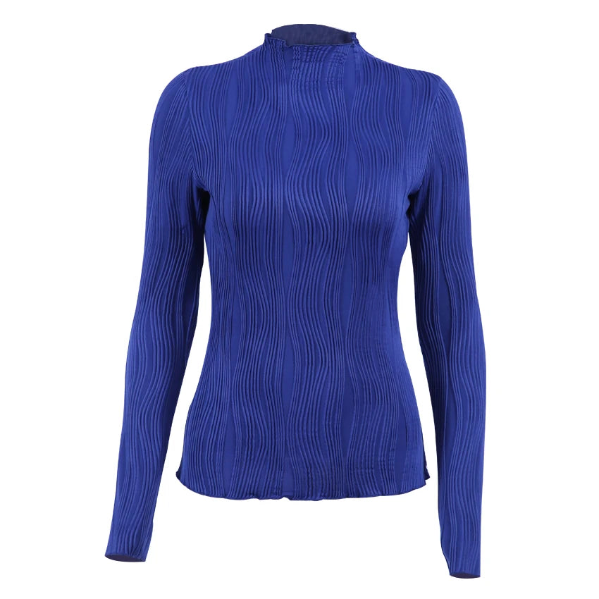 Spring Casual Blue Turtleneck