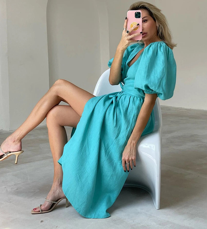 Slim Long Wrap Dress