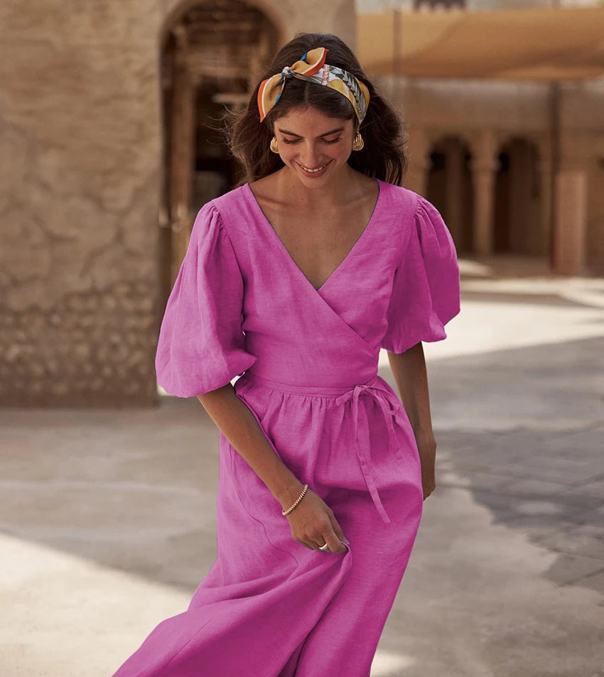 Slim Long Wrap Dress