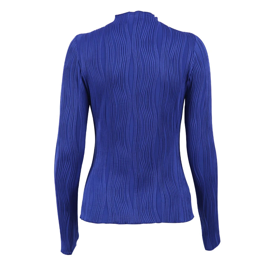 Spring Casual Blue Turtleneck