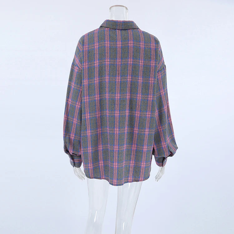 Loose Plaid Blouse