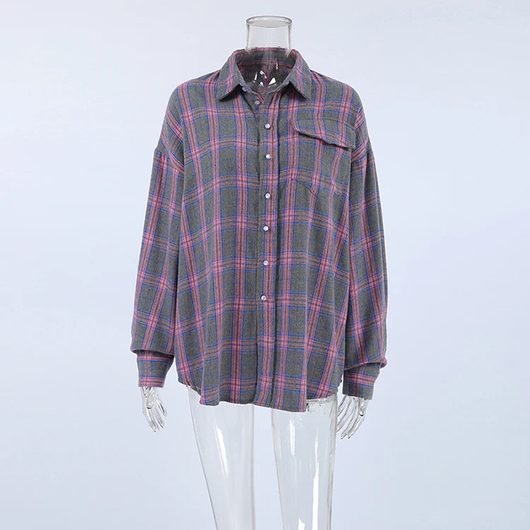 Loose Plaid Blouse