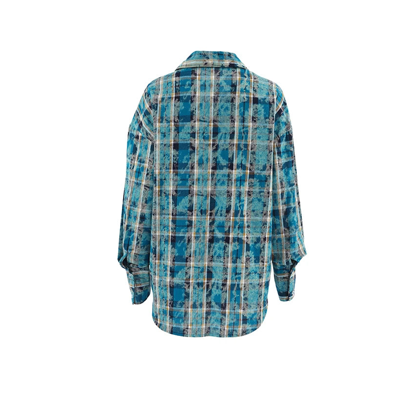 Oversize Button Streak Blouses