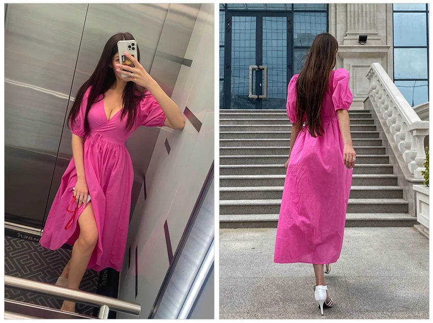 Slim Long Wrap Dress